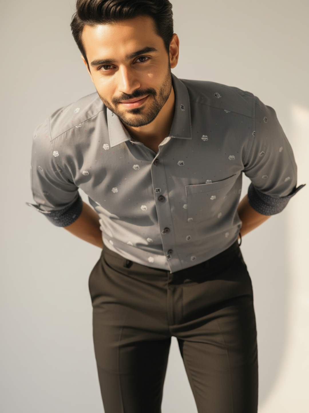 Grey Jacquard SUPIMA Shirt