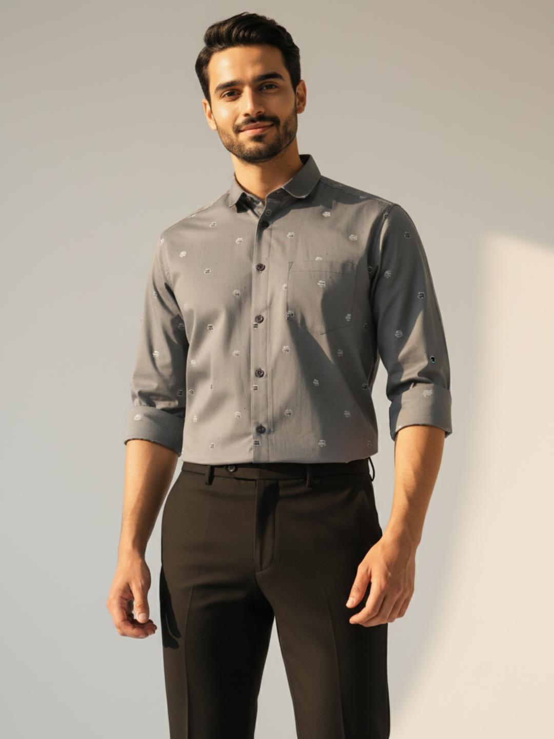 Grey Jacquard SUPIMA Shirt