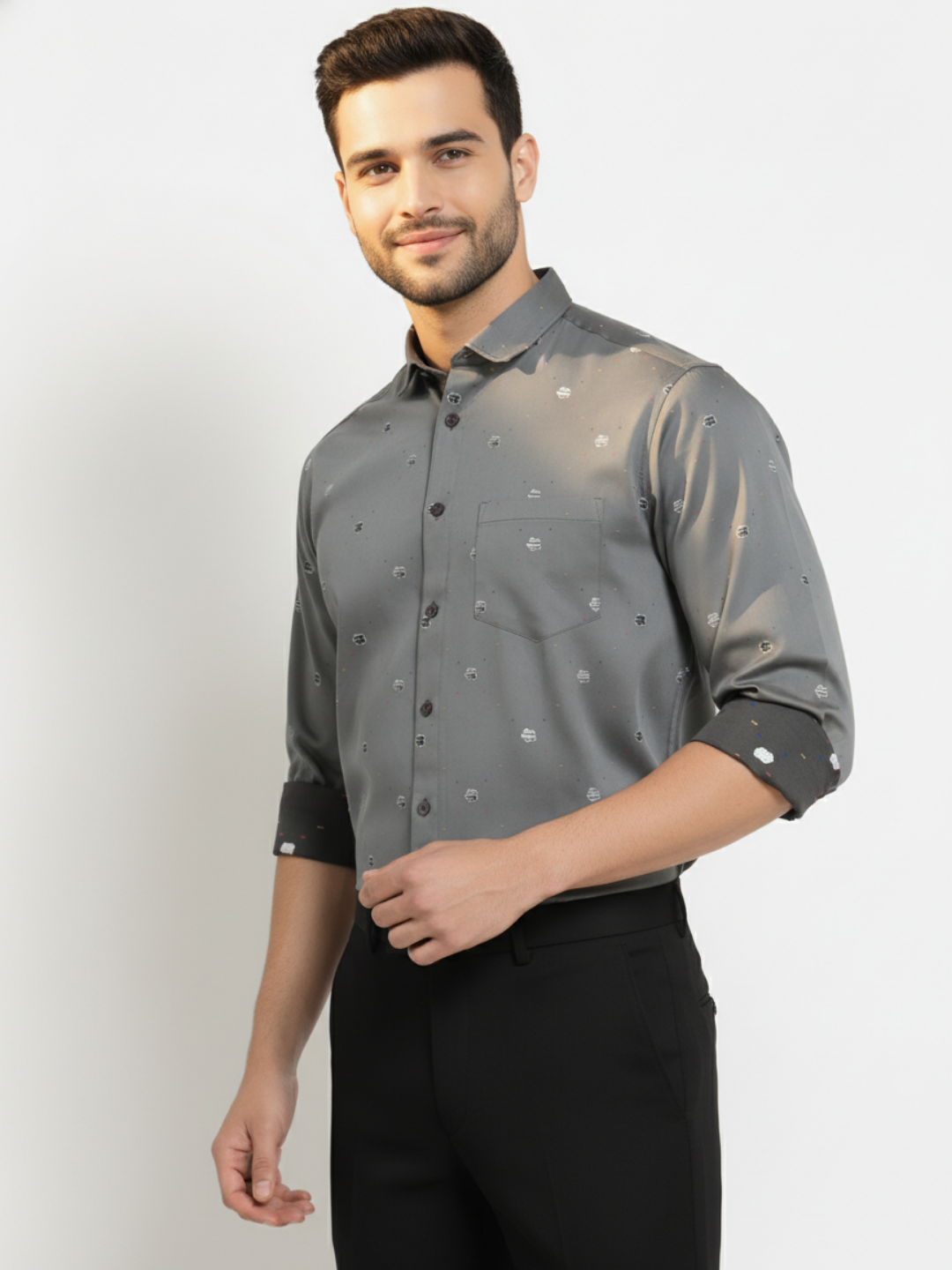 Grey Jacquard SUPIMA Shirt