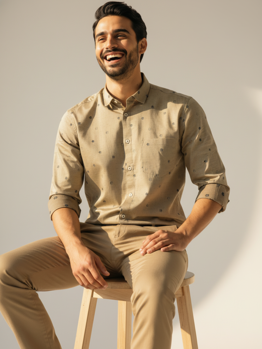 Jacquard Beige SUPIMA Shirt