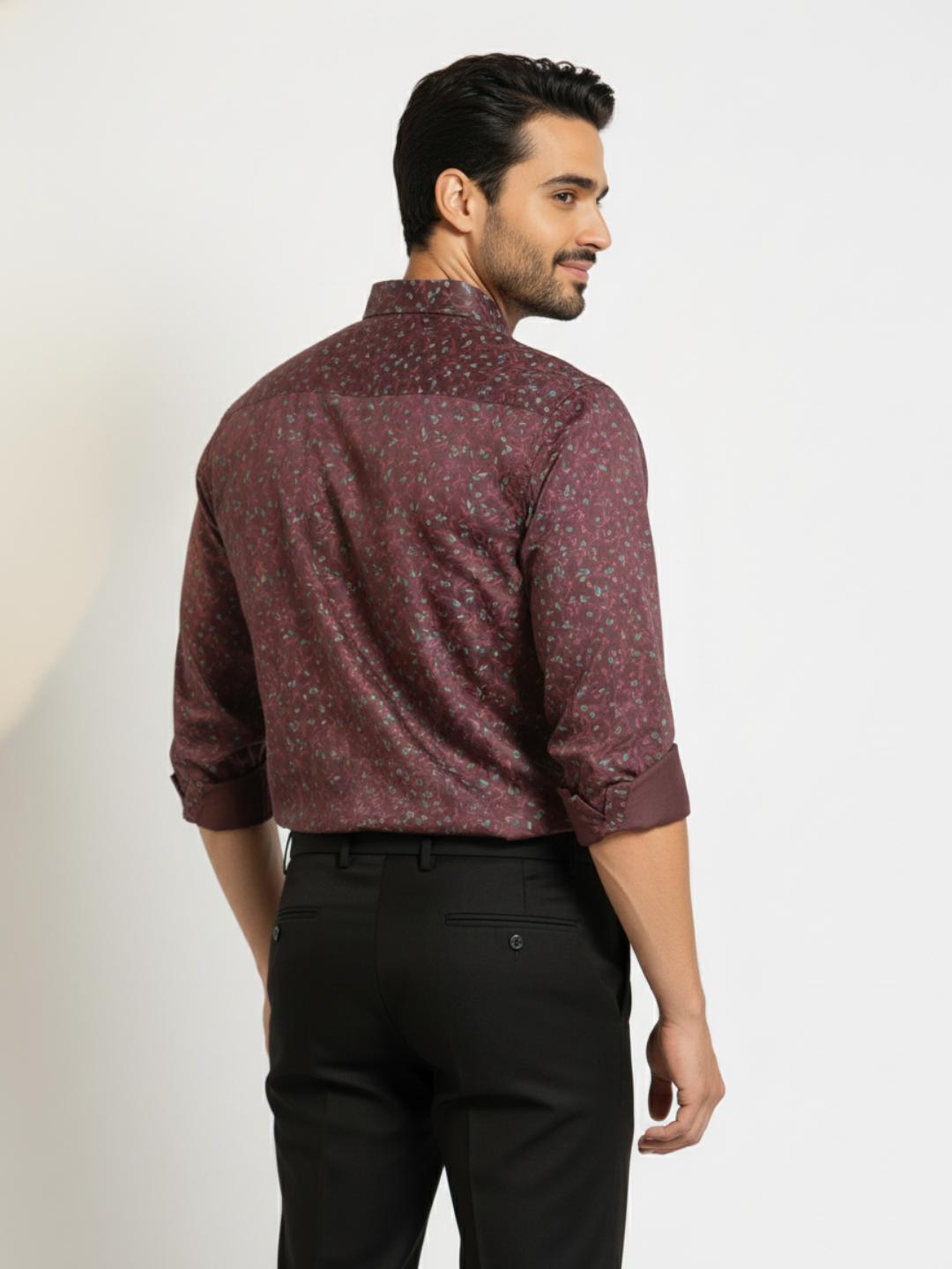 Maroon GIZA Floral Shirt