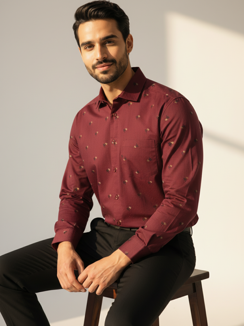 Maroon Jacquard SUPIMA Shirt