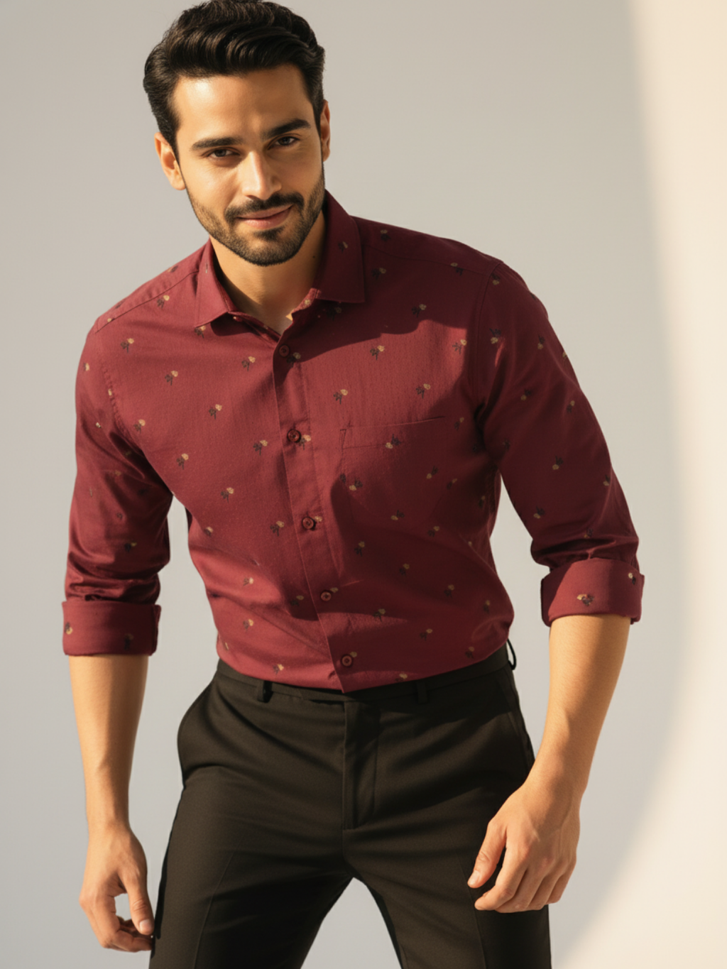 Maroon Jacquard SUPIMA Shirt