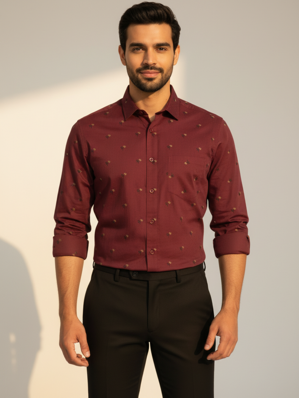 Maroon Jacquard SUPIMA Shirt