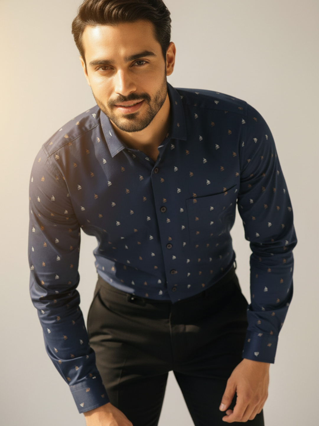 Neva Blue GIZA Print Shirt