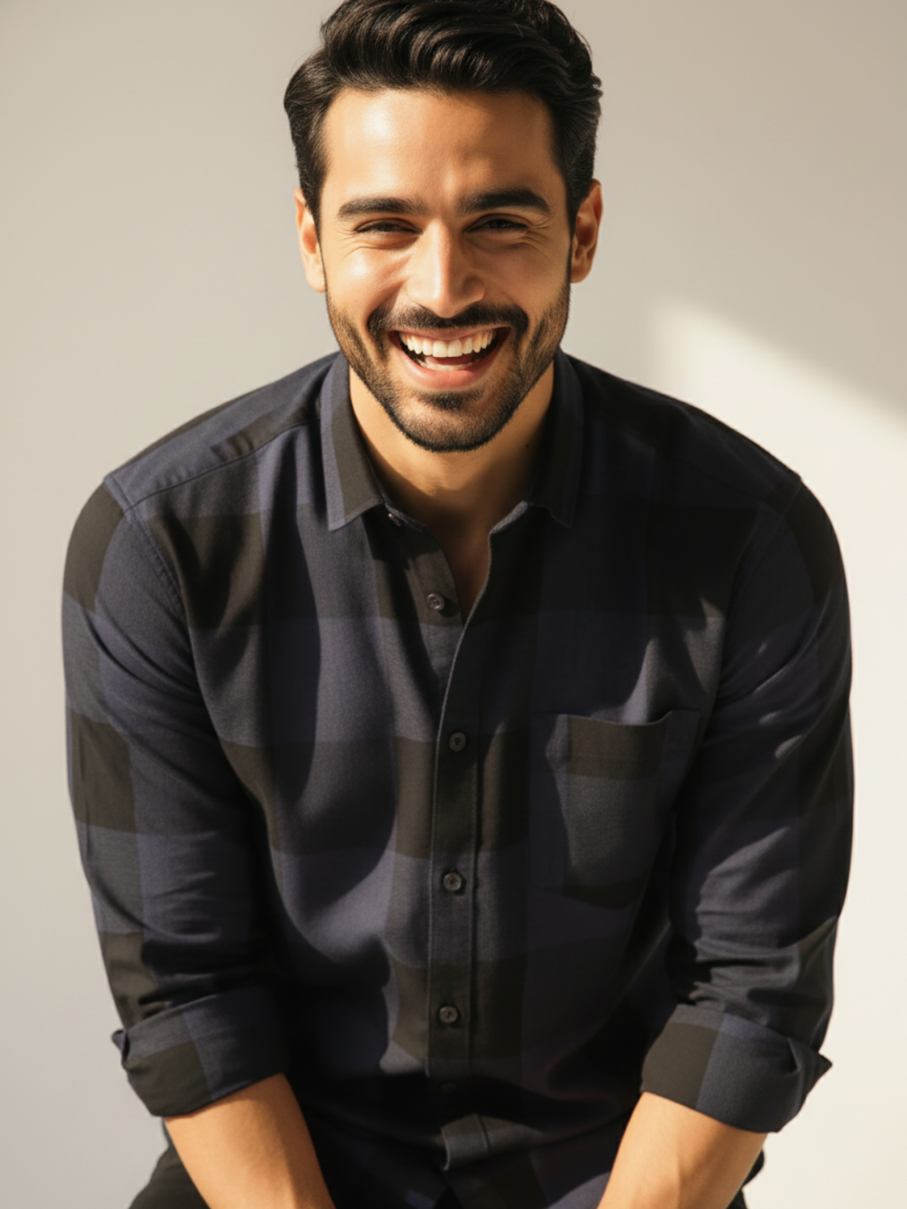 Melange Blue SUPIMA Checkered Shirt