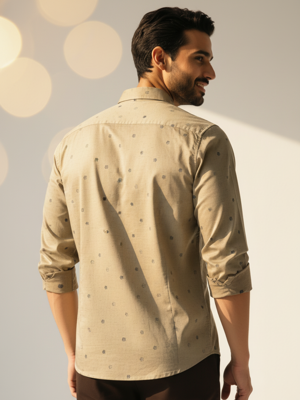 Jacquard Beige SUPIMA Shirt
