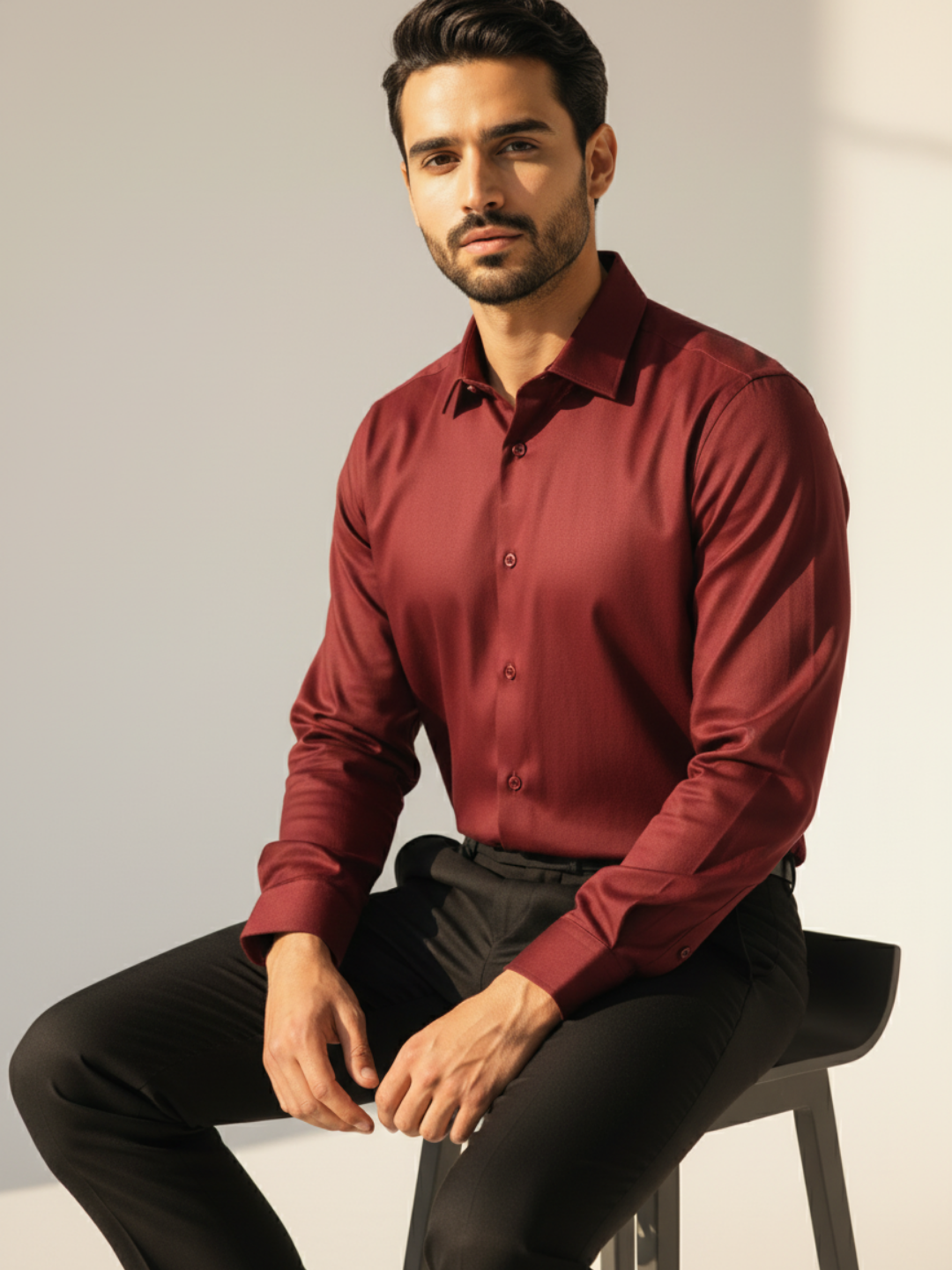 Maroon GIZA Solid Shirt