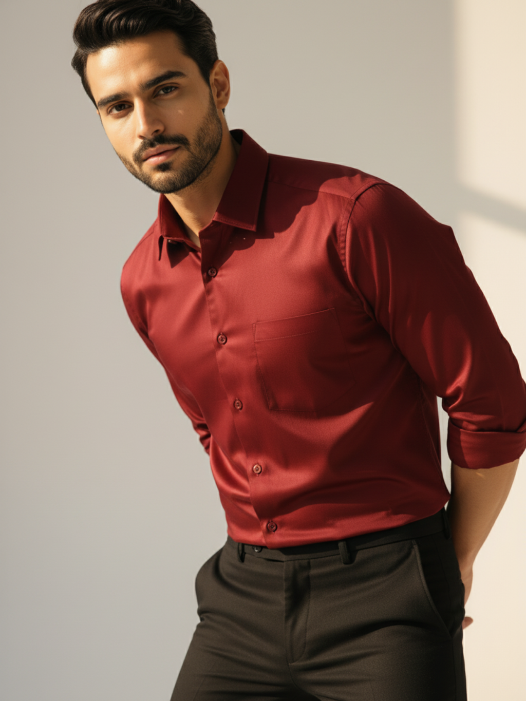 Maroon GIZA Solid Shirt