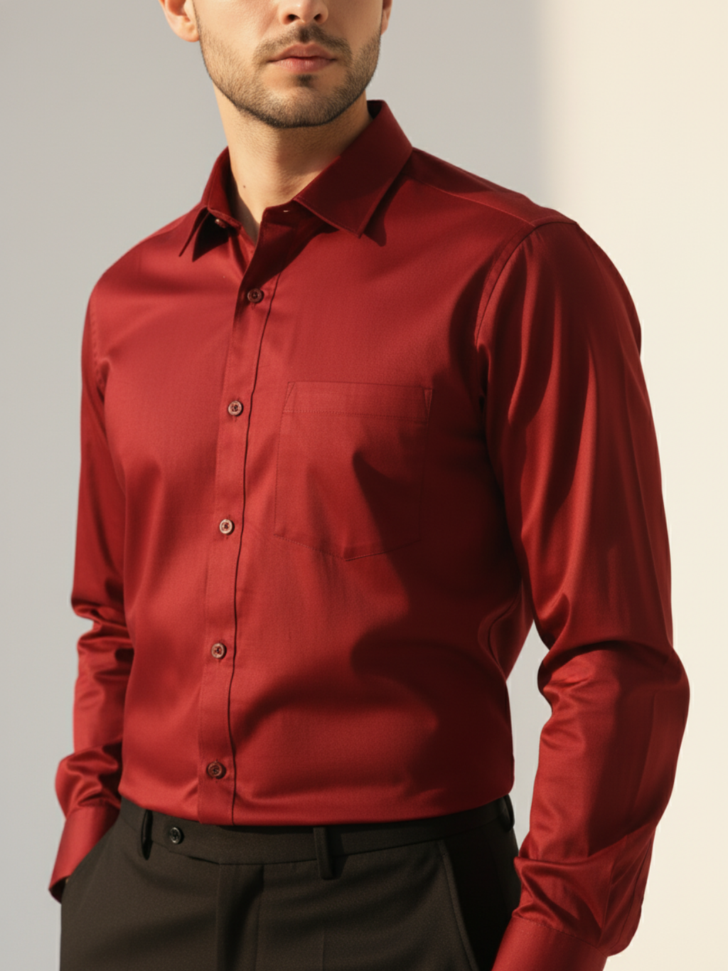 Maroon GIZA Solid Shirt