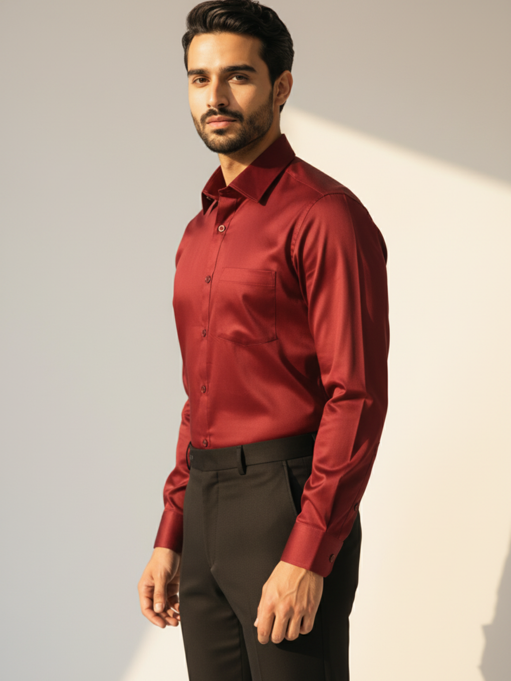 Maroon GIZA Solid Shirt