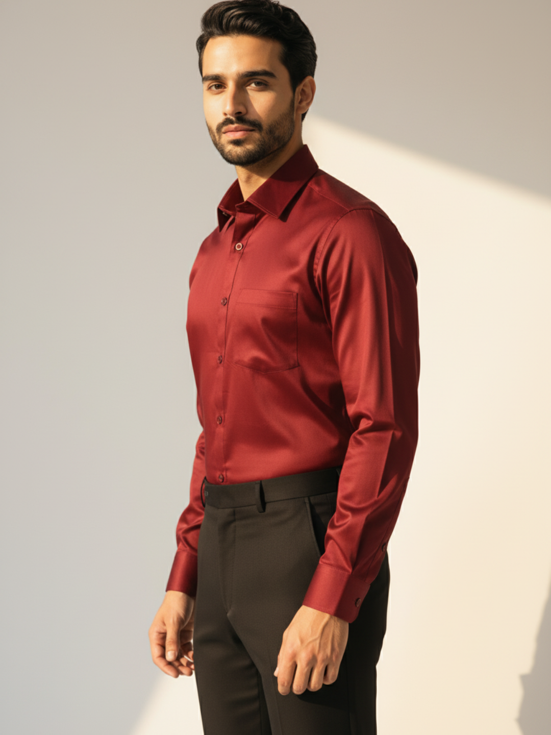 Maroon GIZA Solid Shirt