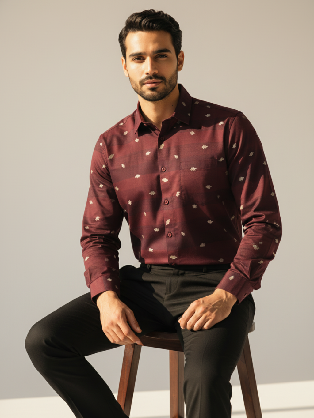 Wine Jacquard SUPIMA Shirt