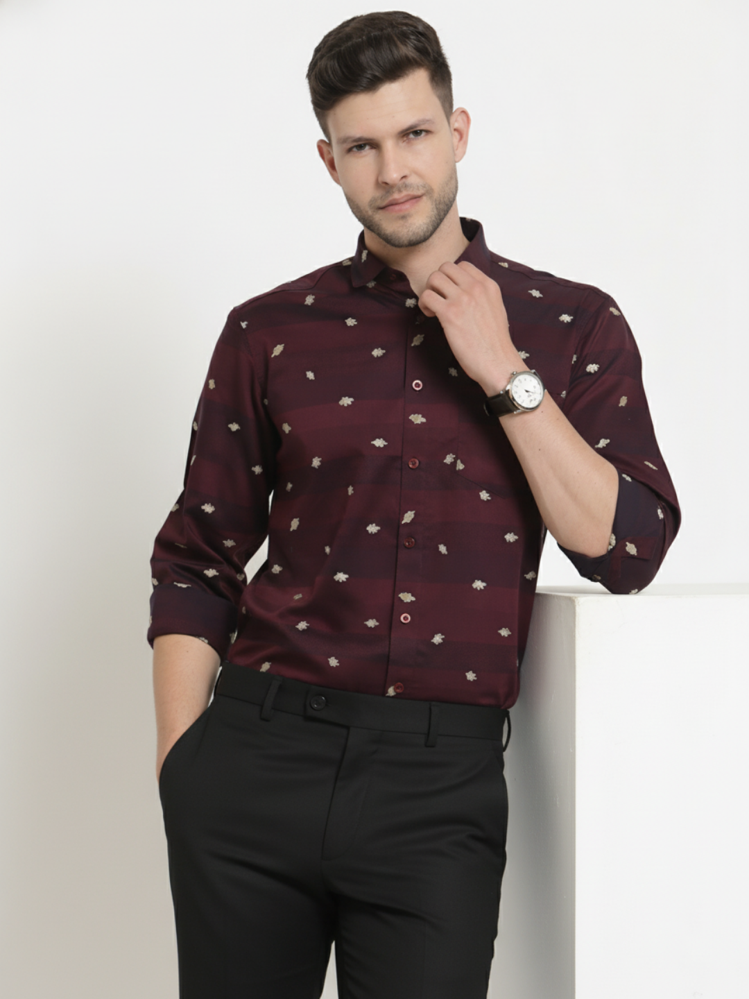 Wine Jacquard SUPIMA Shirt