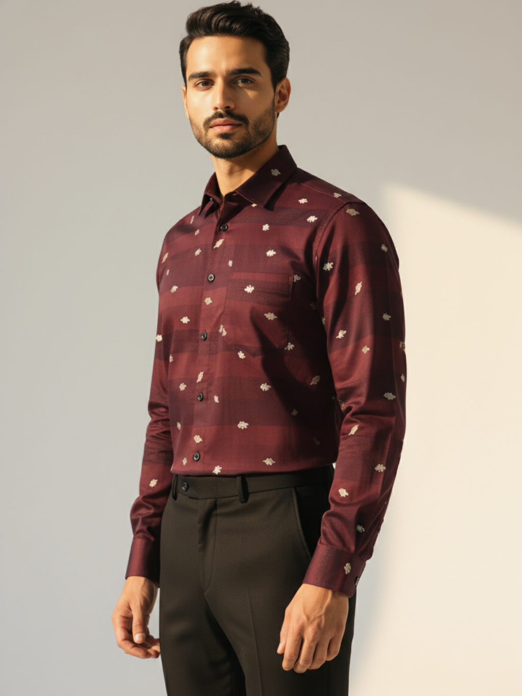 Wine Jacquard SUPIMA Shirt
