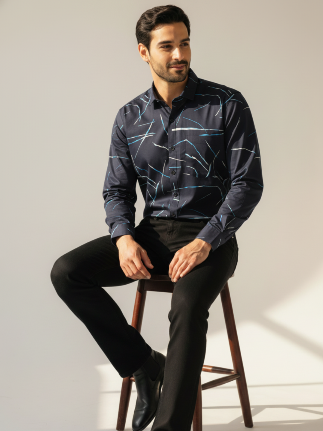 Blue Sparkle Printed Shirt