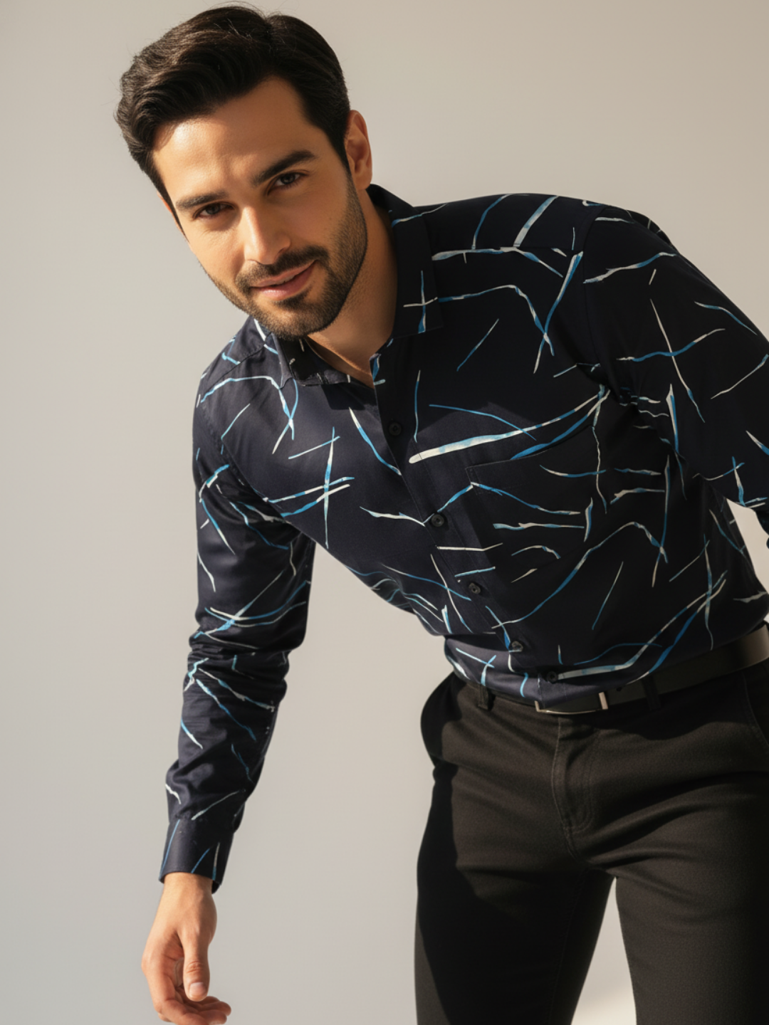 Blue Sparkle Printed Shirt