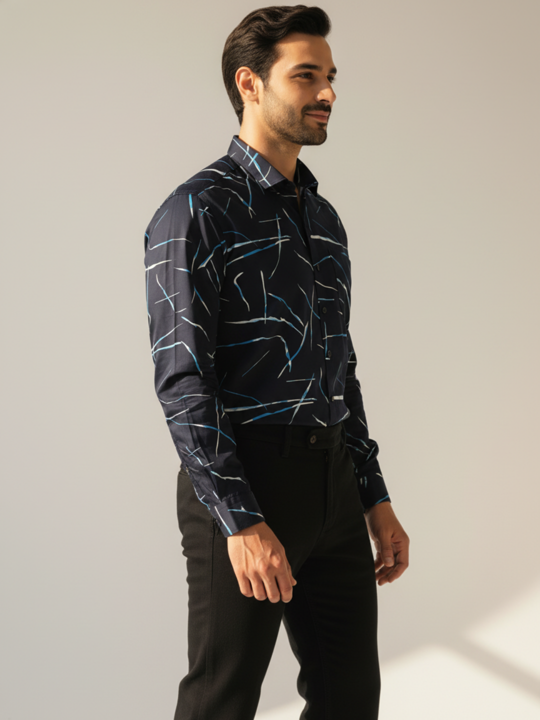 Blue Sparkle Printed Shirt