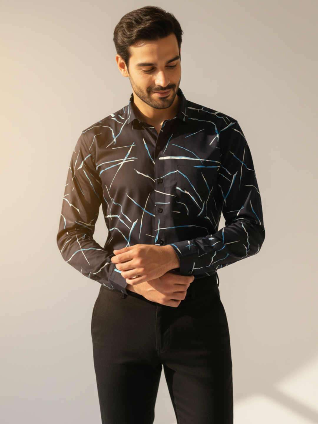 Blue Sparkle Printed Shirt