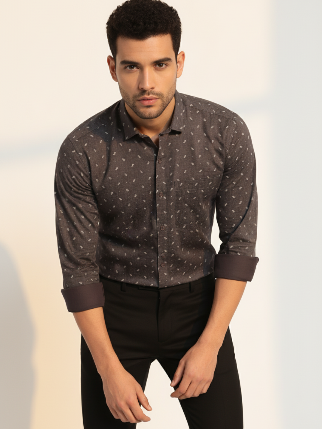 Grey Printed Giza Shirt