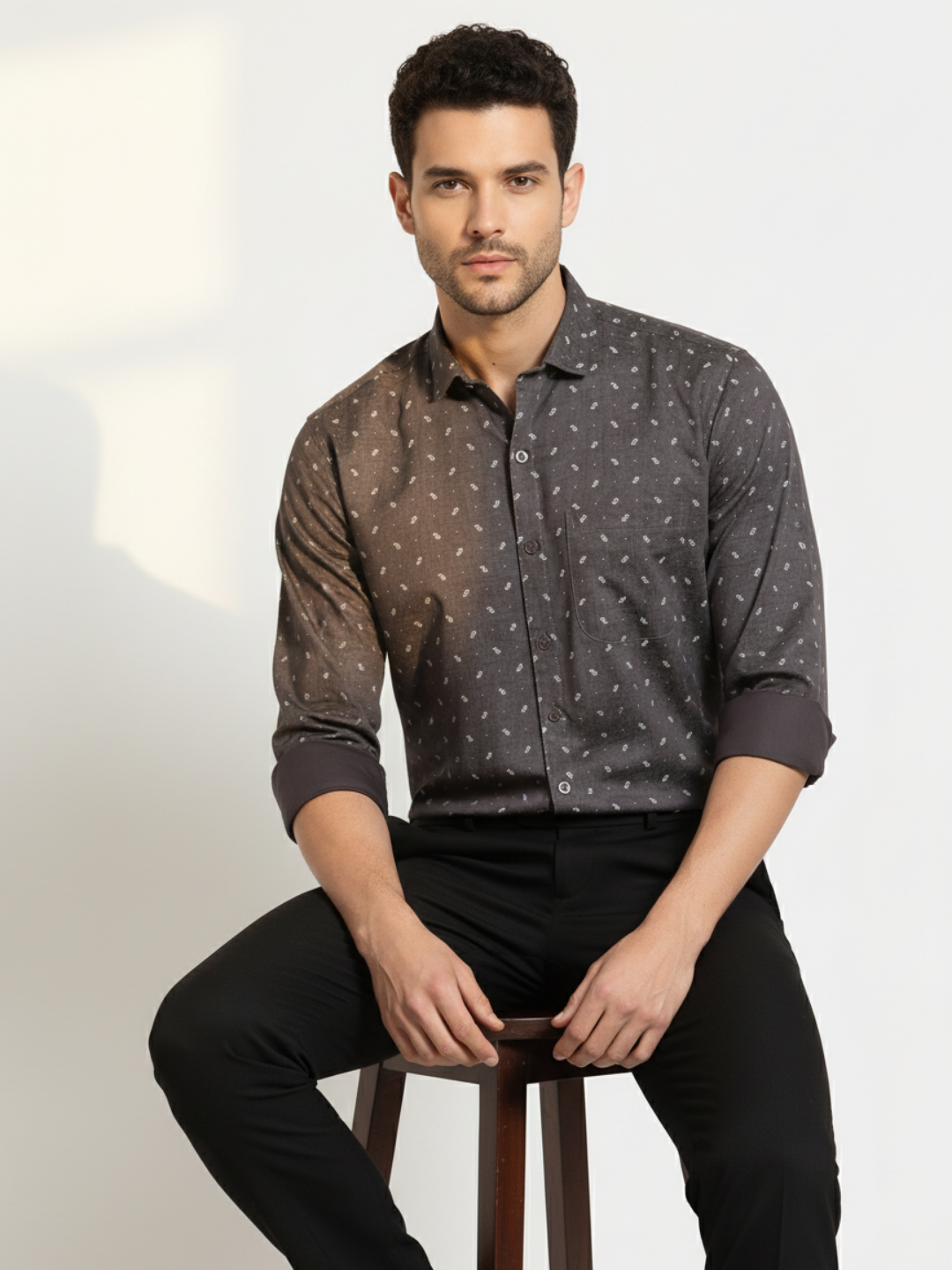 Grey Printed Giza Shirt