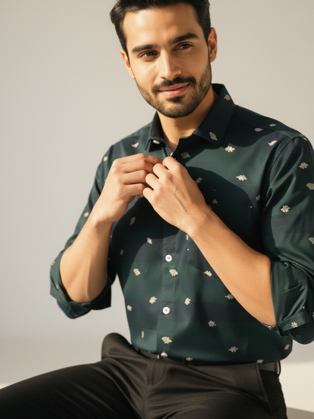 Teal Jacquard SUPIMA Shirt