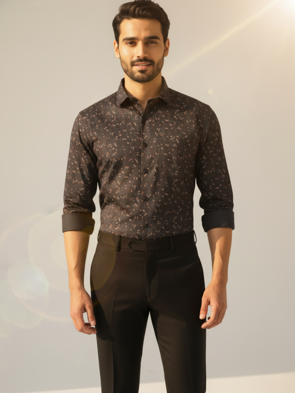 Giza Dark Grey Printed Shirt