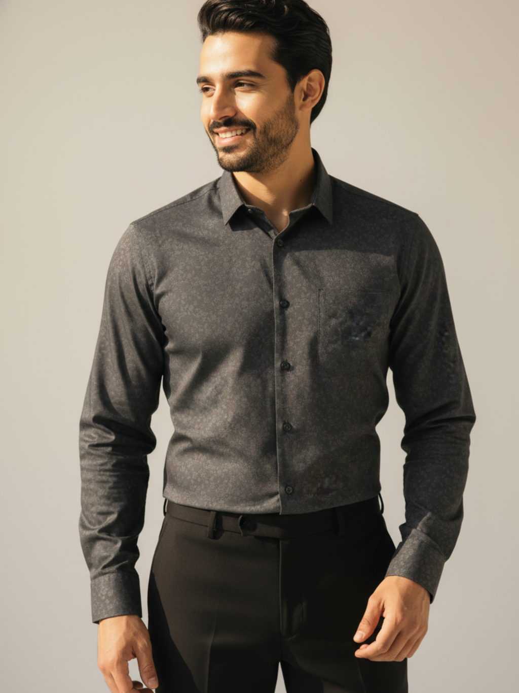 Charcoal Floral SUPIMA Shirt