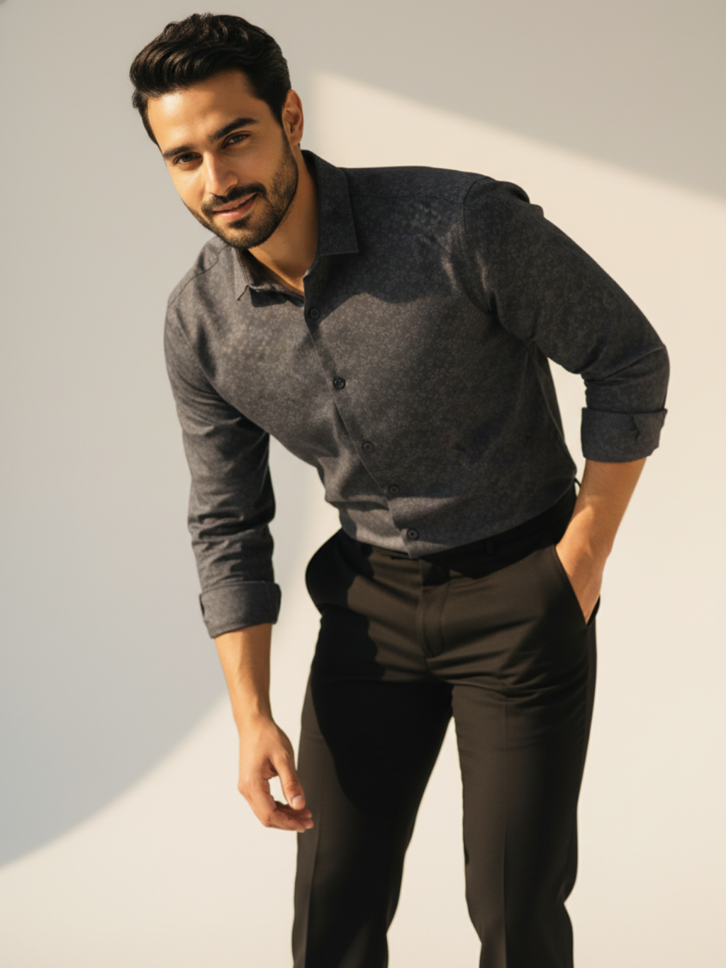 Charcoal Floral SUPIMA Shirt