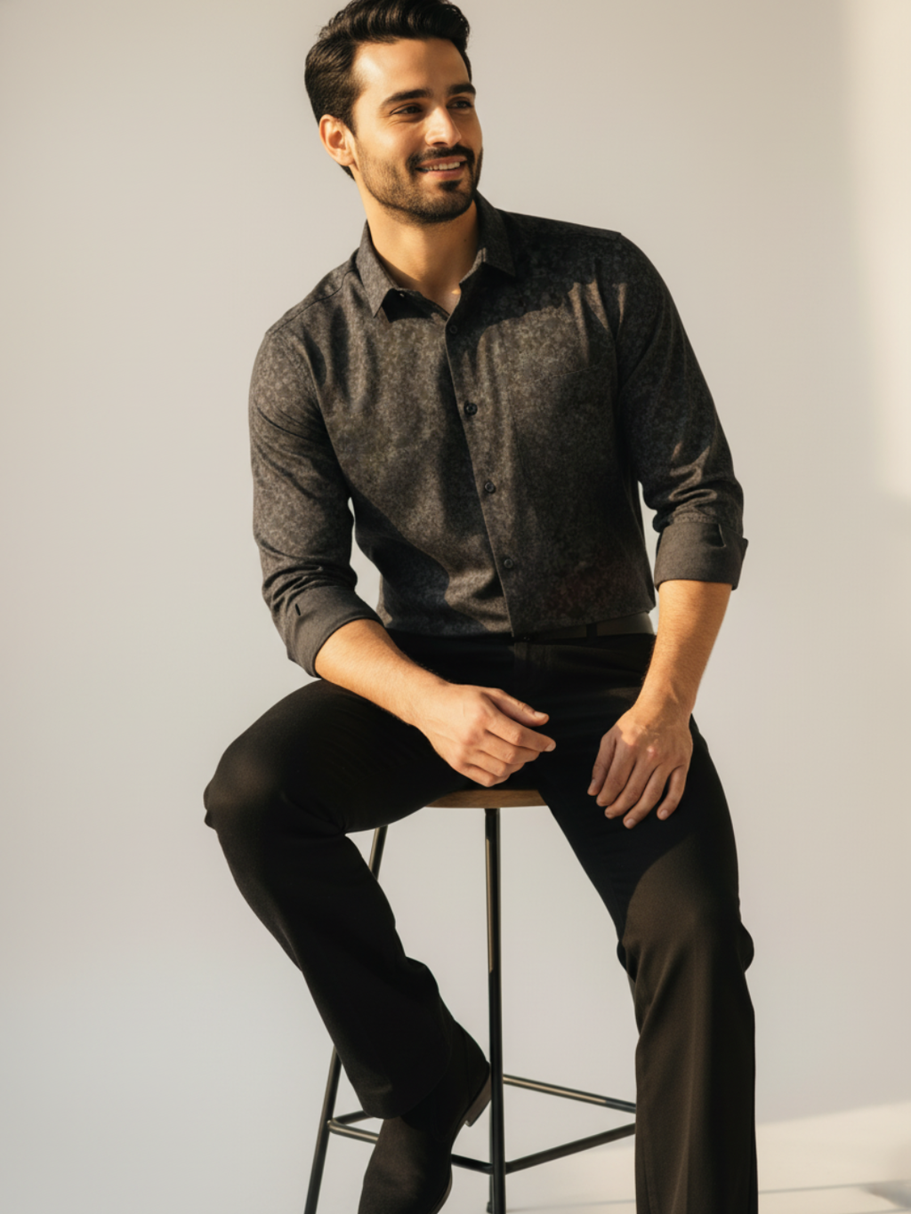 Charcoal Floral SUPIMA Shirt