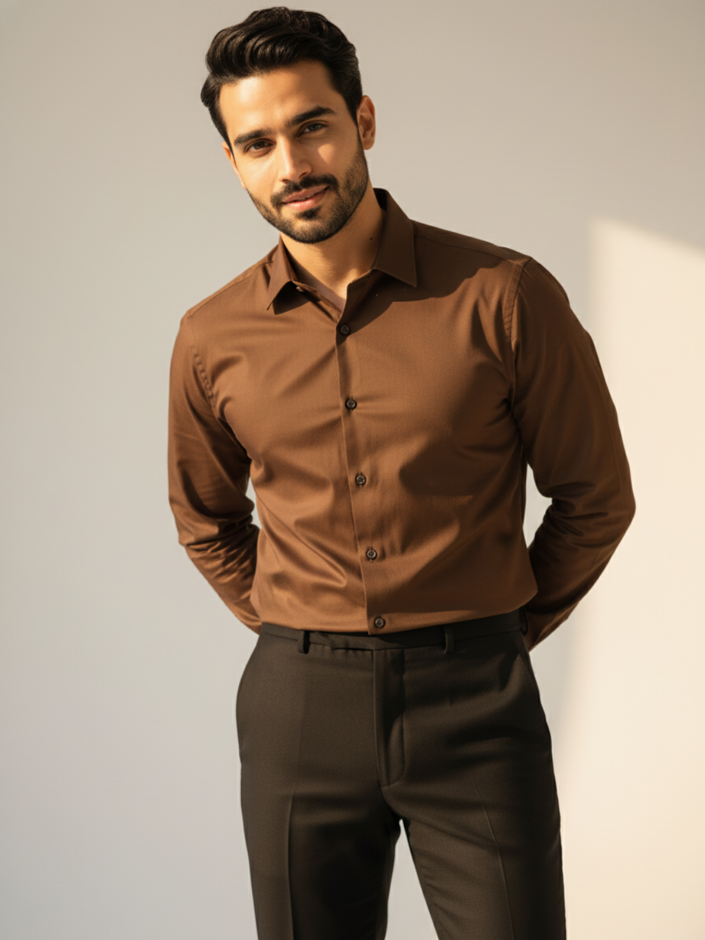 Giza Coffee Plain Shirt