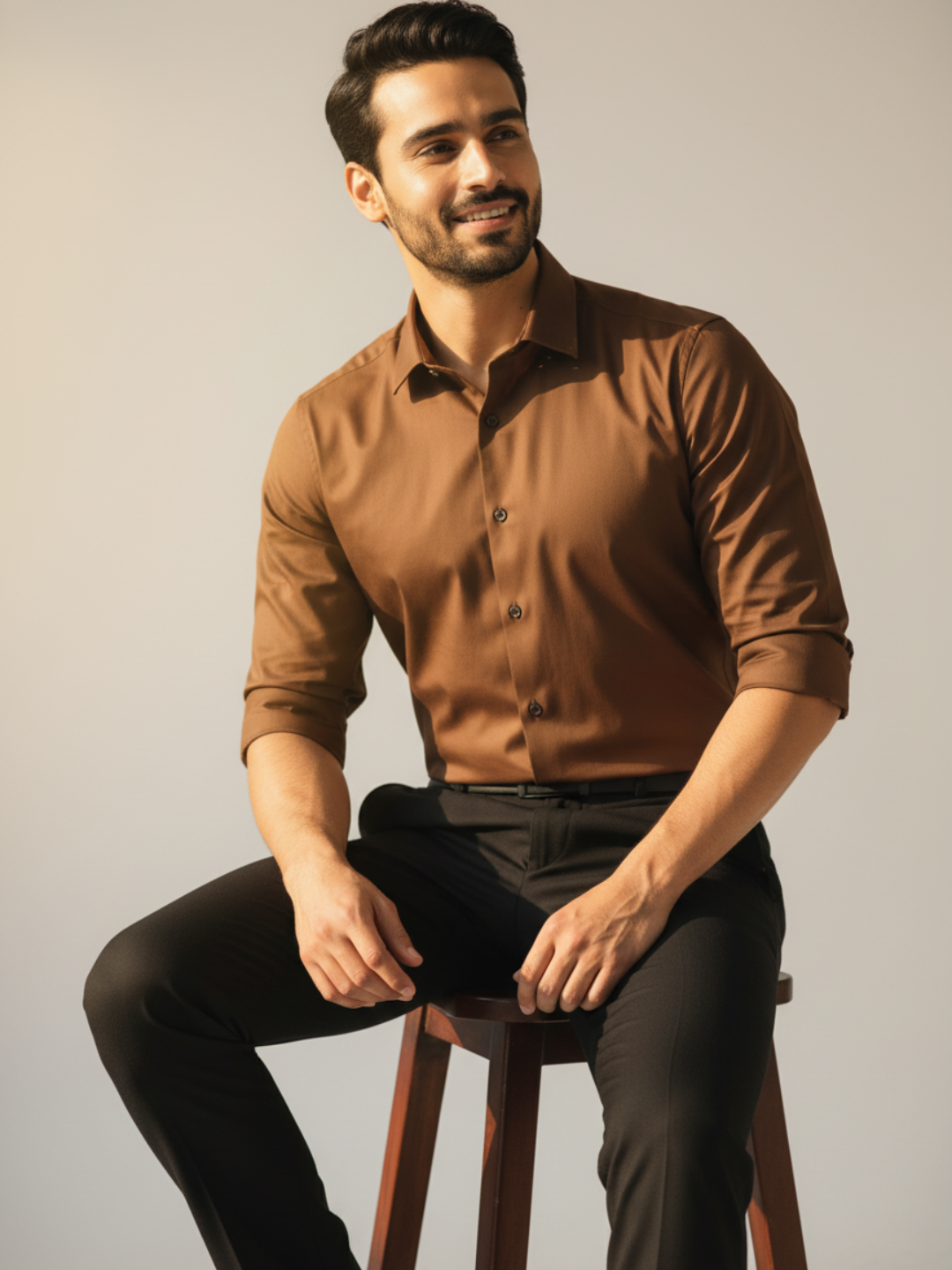 Giza Coffee Plain Shirt