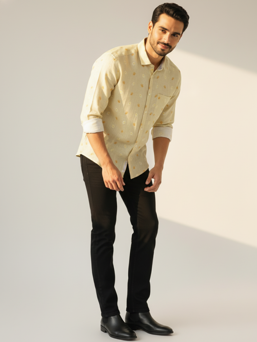 Daffodil Print Irish Linen Shirt