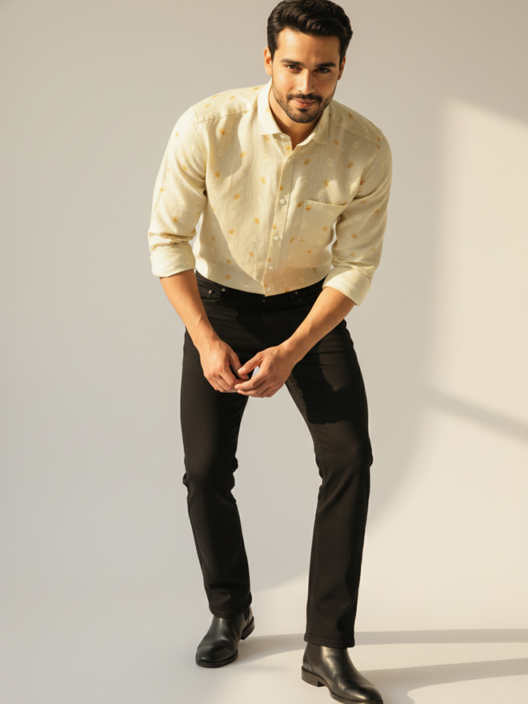 Daffodil Print Irish Linen Shirt