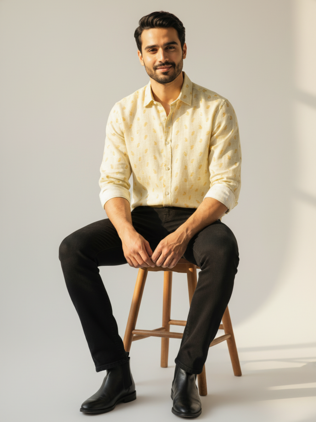 Daffodil Print Irish Linen Shirt