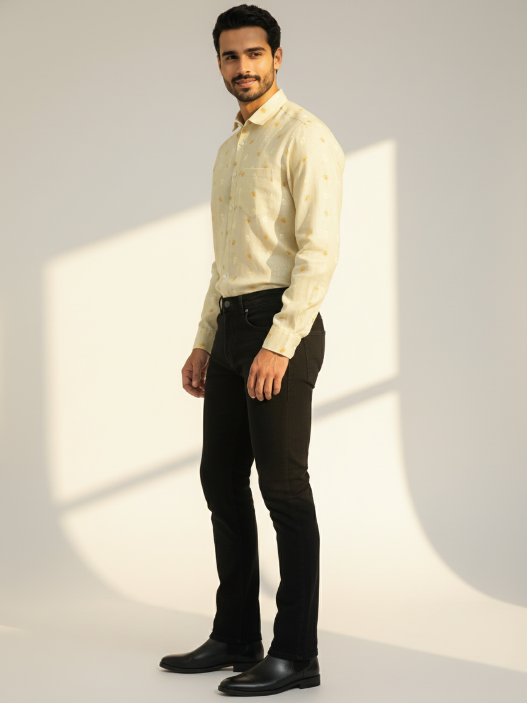 Daffodil Print Irish Linen Shirt