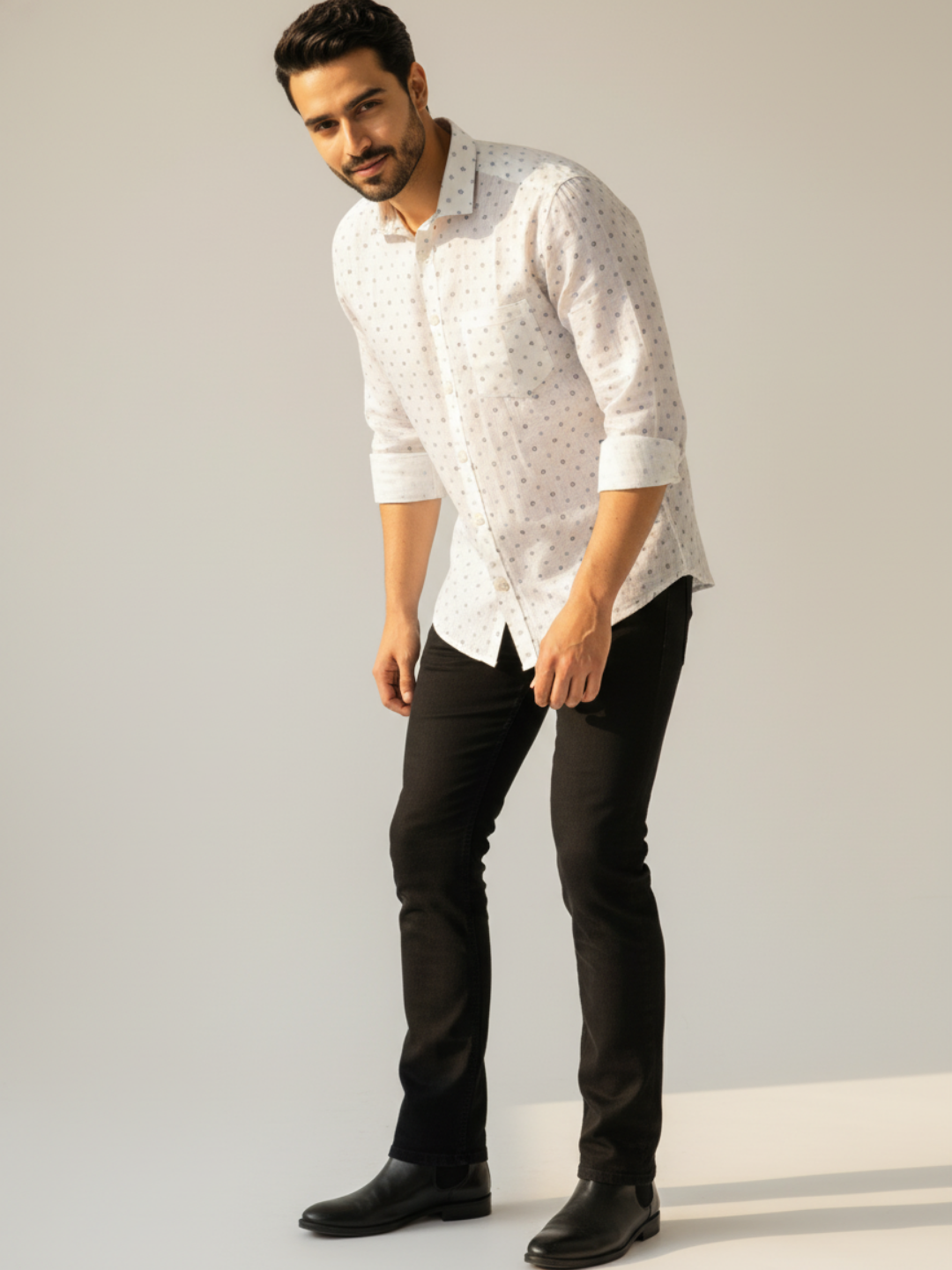 Dandelian White Irish Linen Shirt