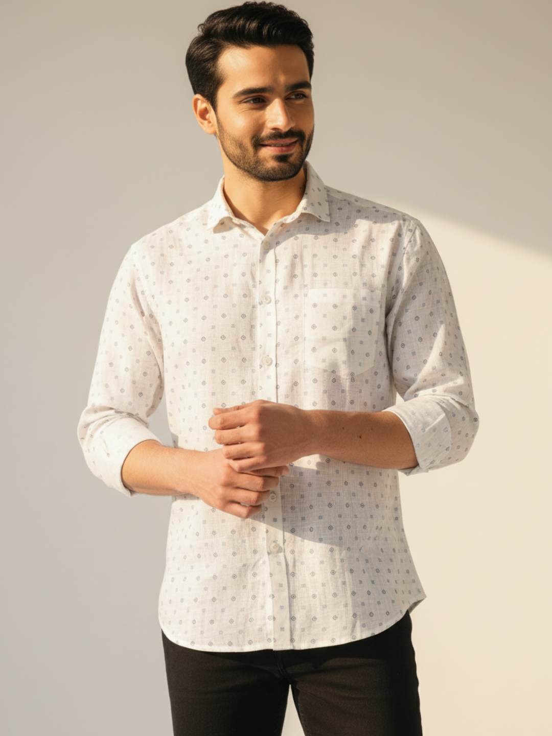 Dandelian White Irish Linen Shirt