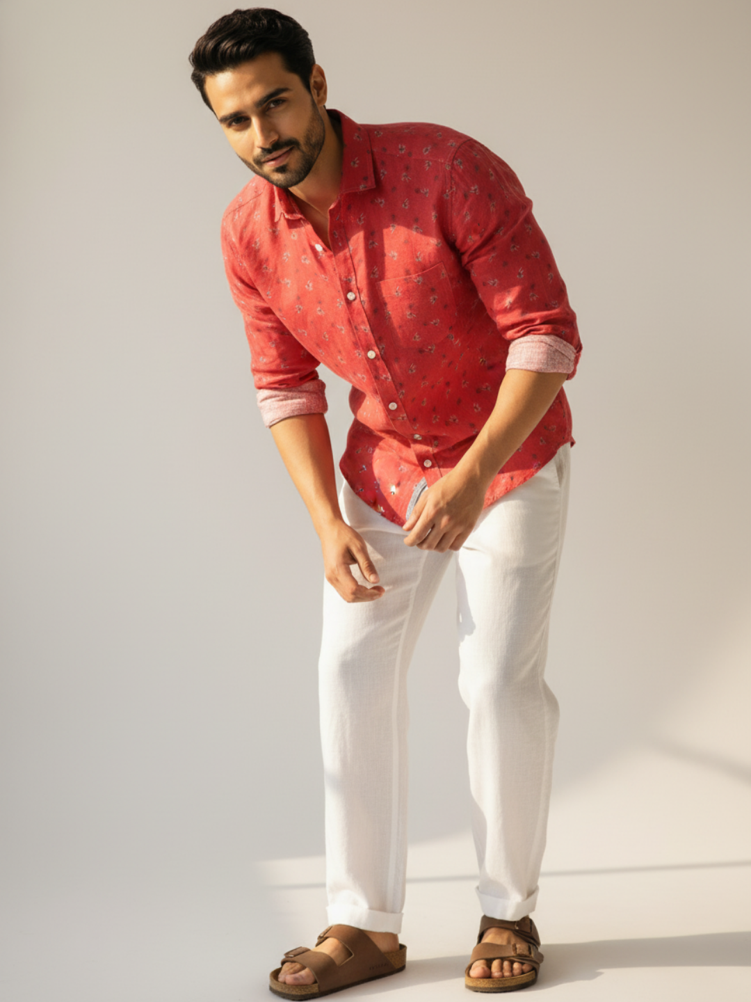 Divina Red Irish Linen Shirt