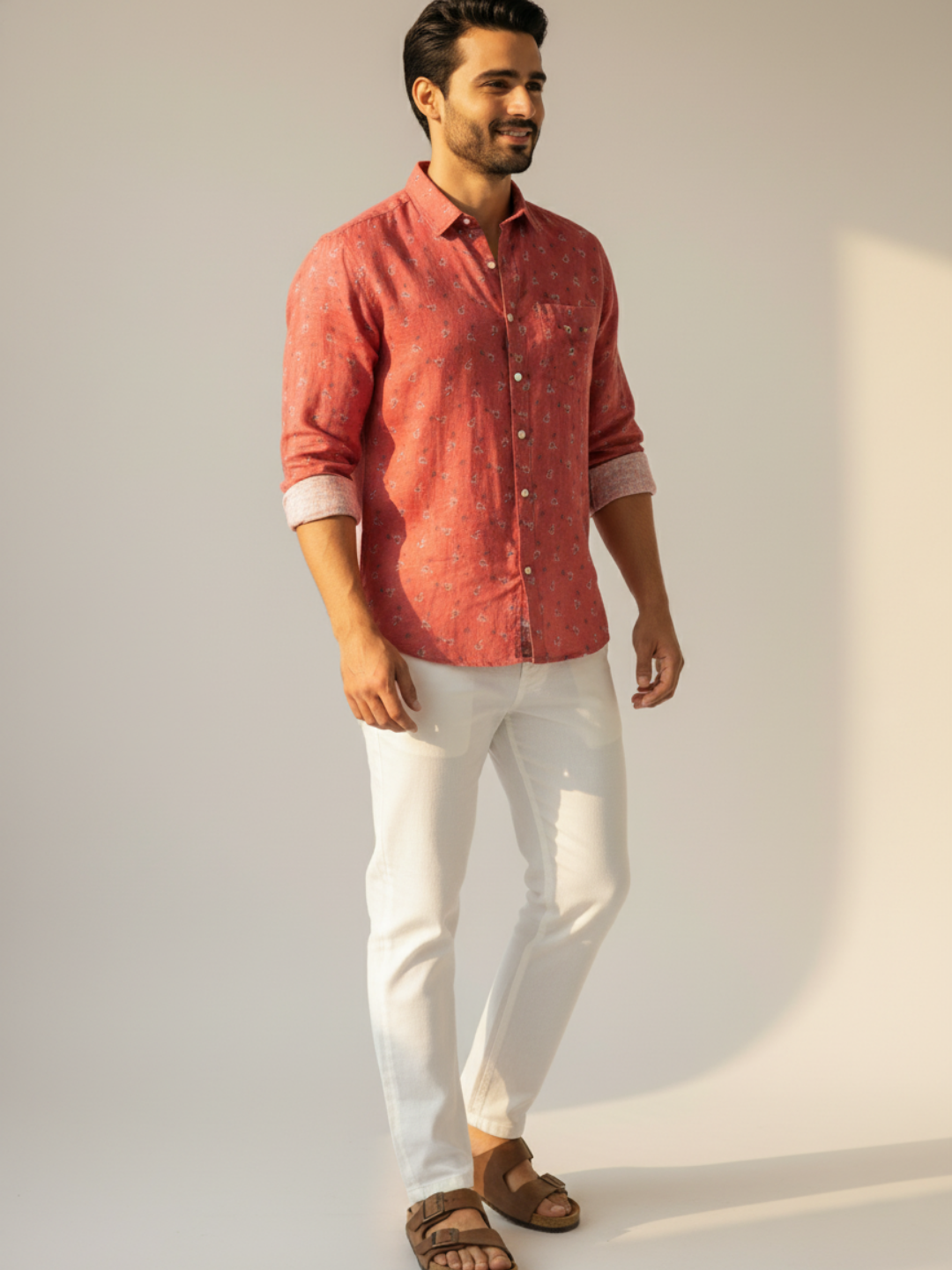 Divina Red Irish Linen Shirt