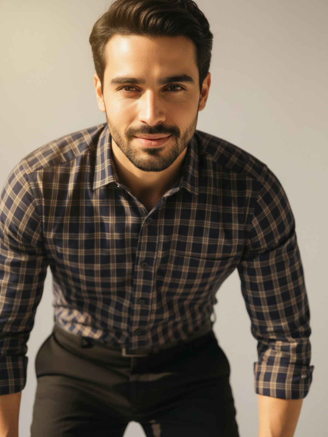 Frinze Blue SUPIMA Checkered Shirt