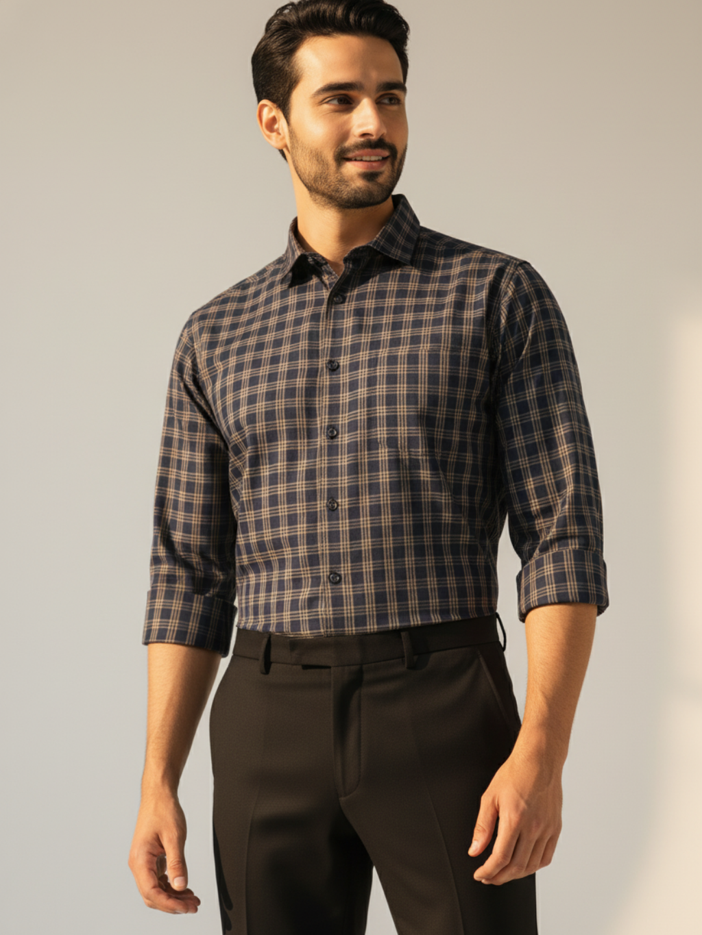 Frinze Blue SUPIMA Checkered Shirt