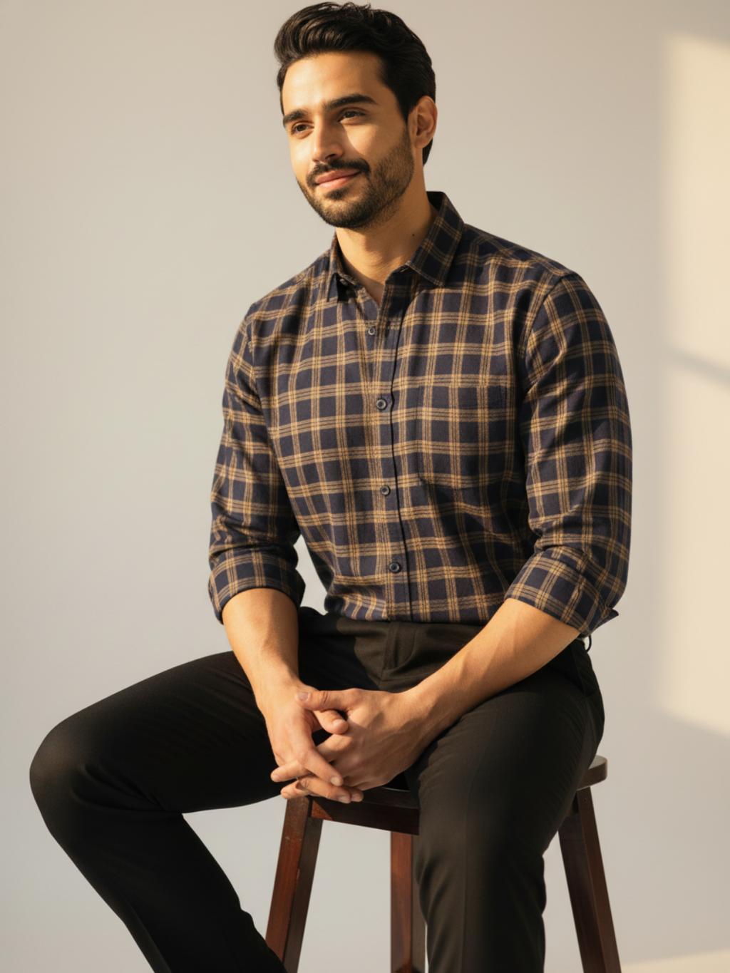 Frinze Blue SUPIMA Checkered Shirt