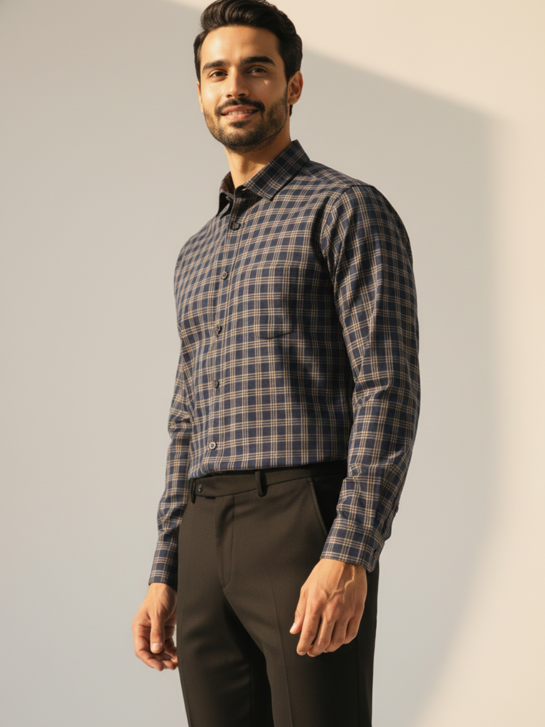 Frinze Blue SUPIMA Checkered Shirt